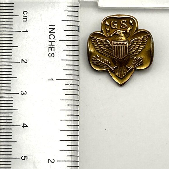 Vintage Girl Scouts USA 1/20 10K Gold Filled Membership Pin Eagle Emblem - Picture 4 of 9